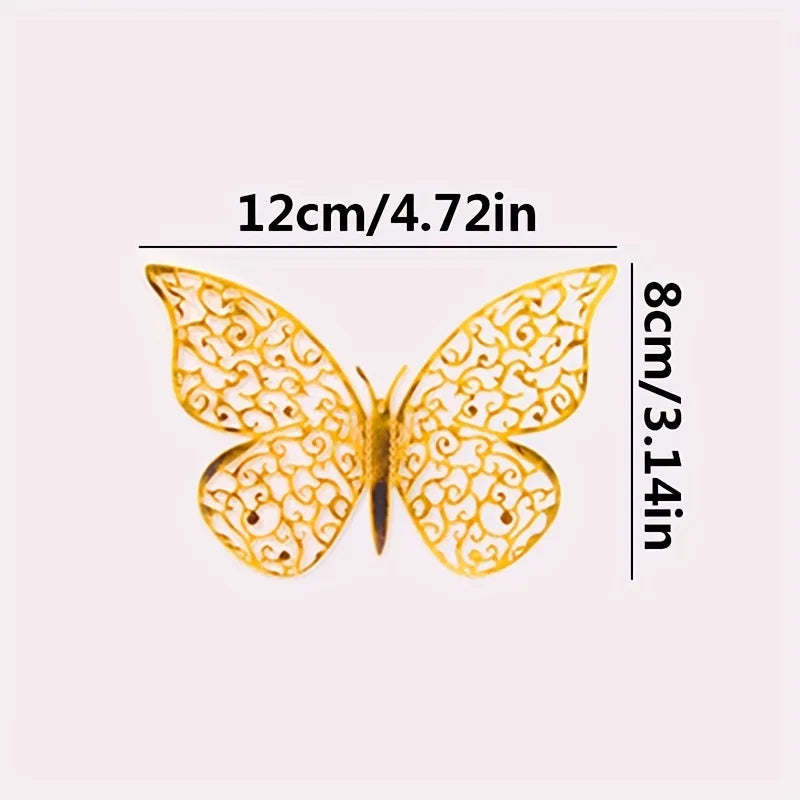 12 Hollowed Out Butterfly Wall Stickers Three-dimensional Simulation Qme