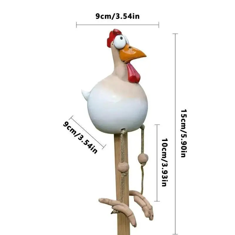 Resin Crafts Statues Funny Big Eyed Chicken Statue Long Foot Hen Qme