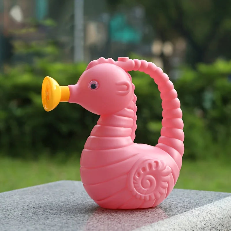 Kids Watering Can for Toddler Flower Garden Sand Beach Toy Cartoon Seahorse Garden Tools for Boys Girls Outdoor Summer Gifts Qme Pink-1pc