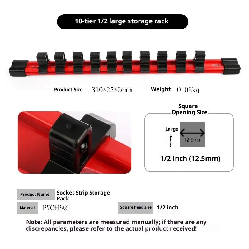 1 4 3 8 2 Socket Wrench Holder Rail Bracket Wall Storage Tool Box Qme A1