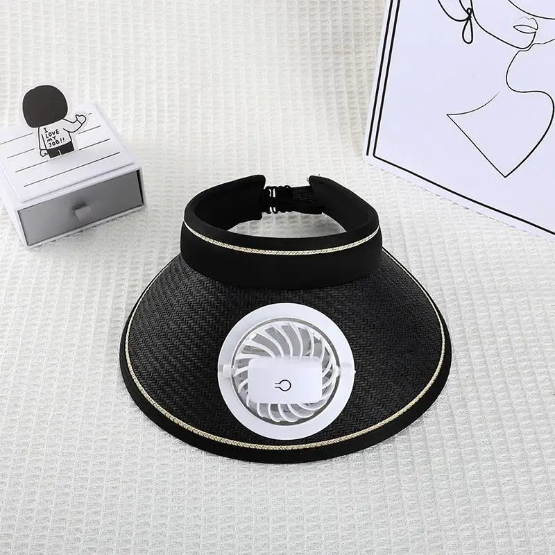 Breathable Cooling Fan Hat Sunscreen Sun Visor Fishing Peaked Cap Qme A8