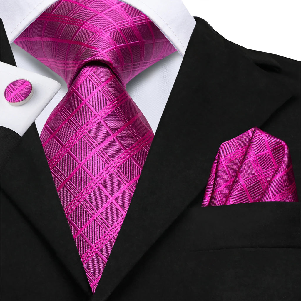 Hi-tie Striped Rose Blue Pink Business Mens Tie Jacquard Necktie Qme