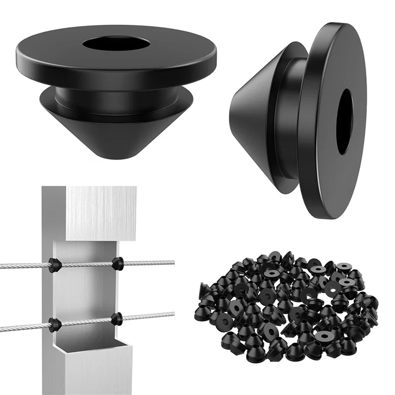 A02F-200PCS Cable Railing Rubber Grommets For 1/8Inch 5/32Inch 3/16Inch Cable For Metal Cable Railing Posts,Cable Railing Kit Qme