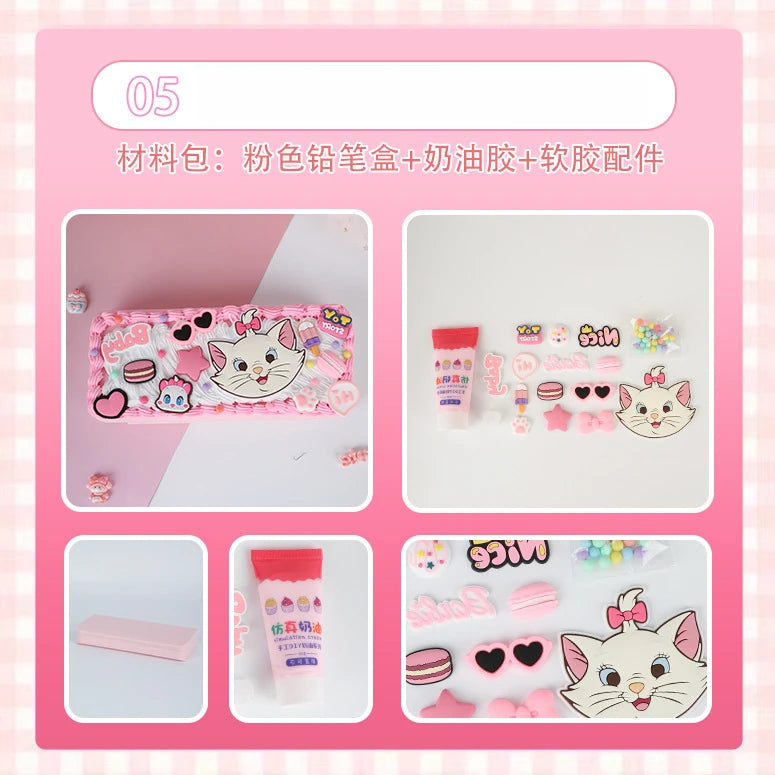 Hello Kitty DIY Pencil Case Student Craft Cream Glue Creative Qme 7