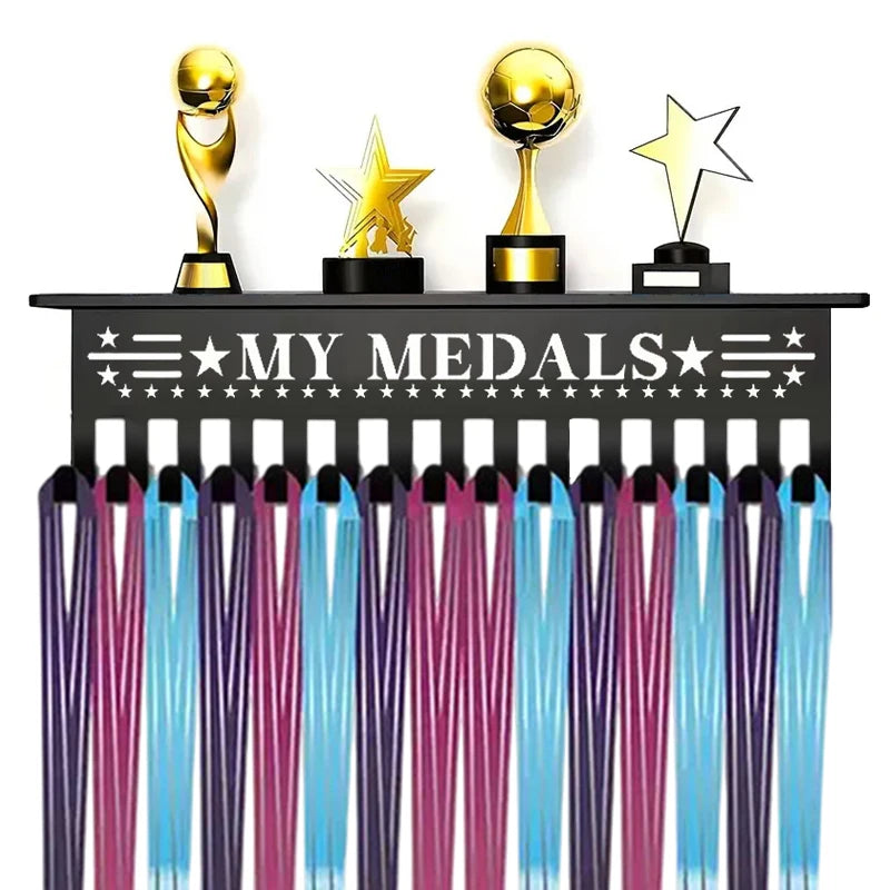 Heavy-duty Metal Awards Trophy Display Stand Medal Hooks Wall Mount Qme