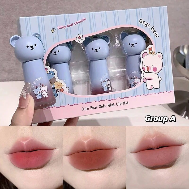 Gege Bear Cute Pendant Matte Lip Glaze Velvet Clay Long-lasting Qme GX1392TZ-A