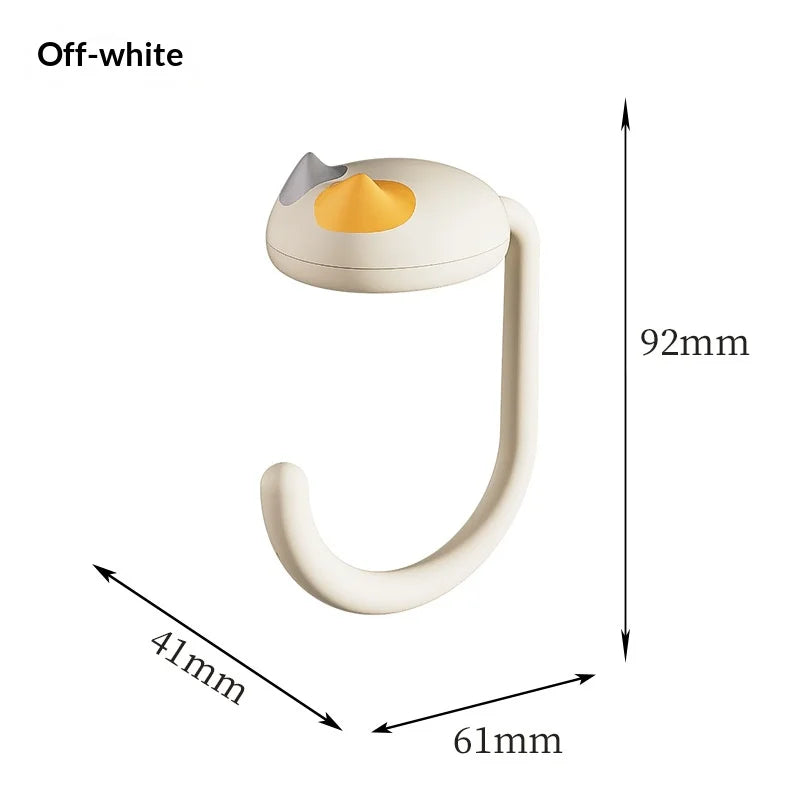 Cat Backpack Hook Desk Edge Hook Dormitory Gadget New Model with No Drilling Holes for Primary School Student Desk Side Hook. Qme WHITE