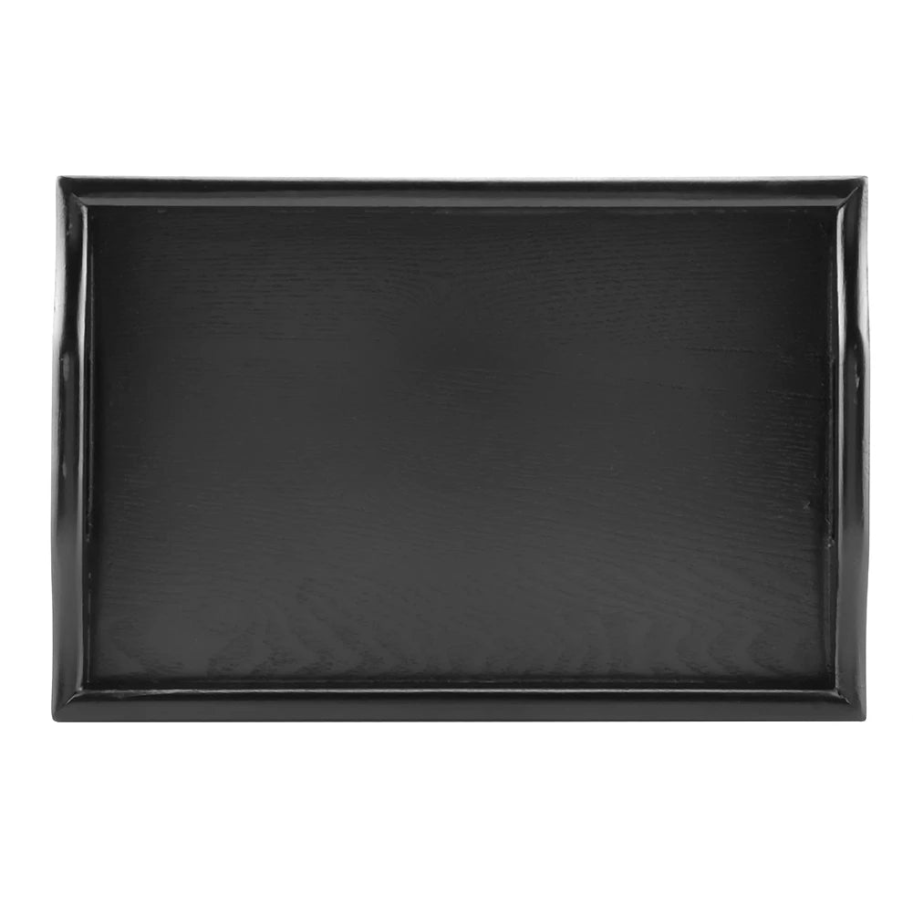 Wood Serving Tray Portable Rectangle Tea Coffee Snack Food Tray with Handles Binaural Wooden Serving Plate for Home Kitchen Qme