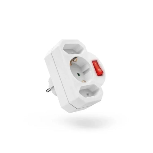 1 to 3 Plug Adapter with Switch, German Standard Power Converter, Euro Plug Socket for Turkey & Portugal, 16A Qme