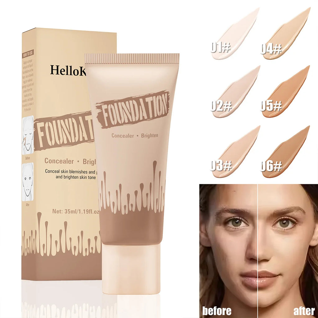 Full Coverage Foundation, Matte Finish Oil-control Liquid Foundation, Covering Blemishes And Dark Spot, Concealer Cream Qme