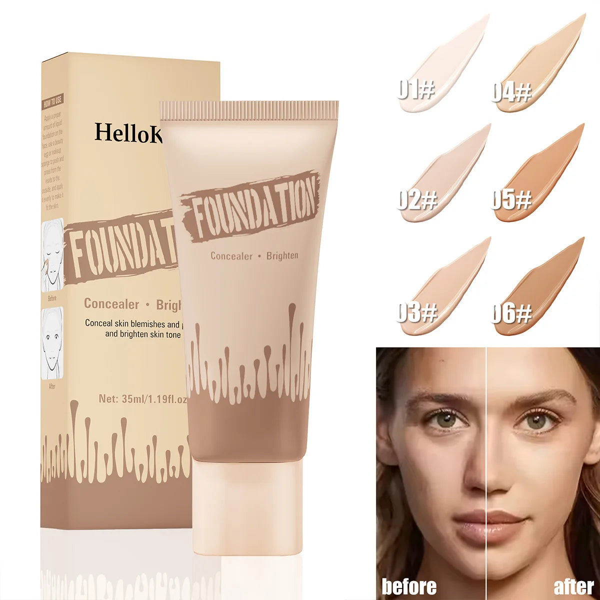 Full Coverage Foundation, Matte Finish Oil-control Liquid Foundation, Covering Blemishes And Dark Spot, Concealer Cream Qme