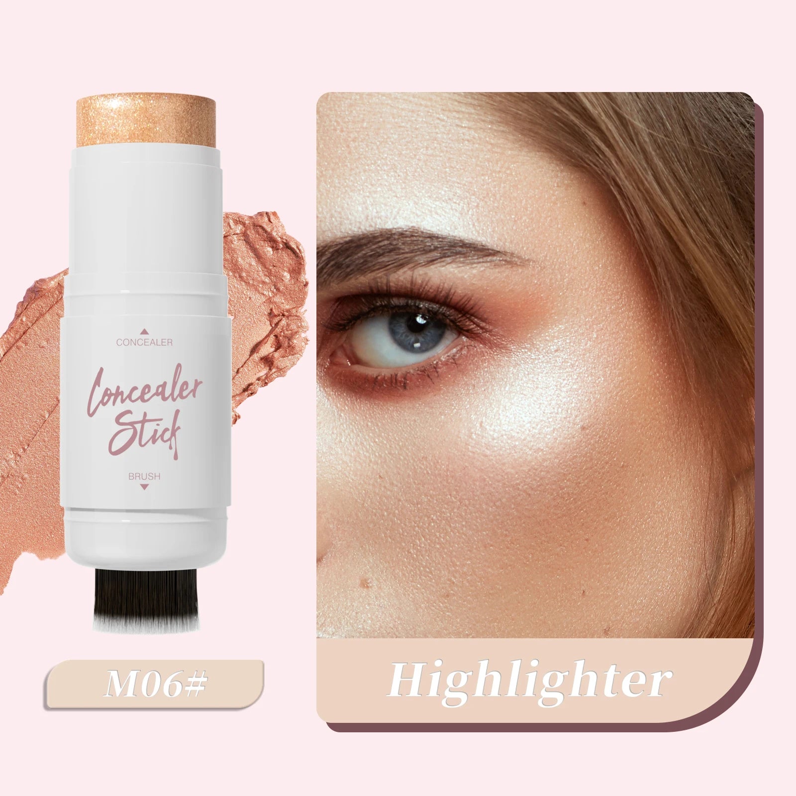 Double Head Highlighter Stick Natural Waterproof Silky Smooth Stereoscopic Nose Shadow Concealer Makeup Qme 9509-6