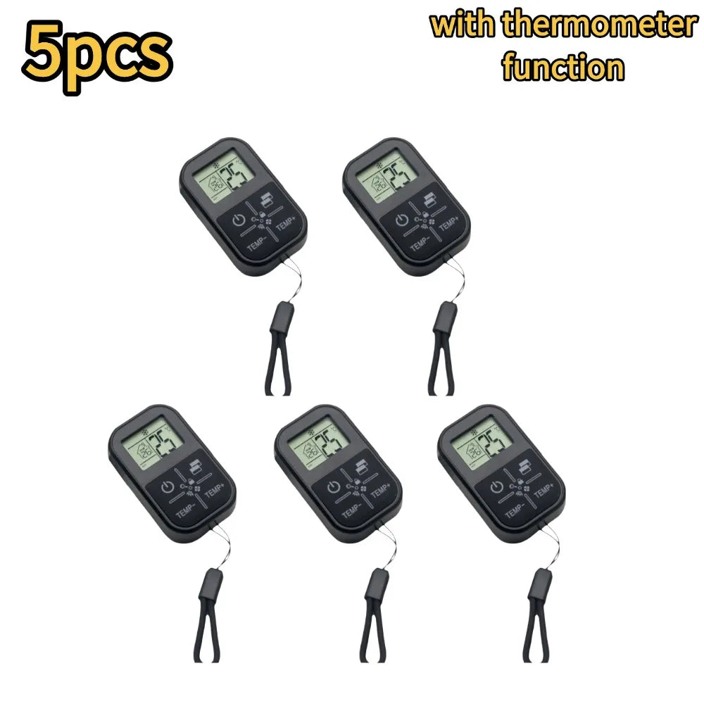 NEW Mini Universal AC Remote Control with Temperature Display CR2032 Battery, Compact Air Conditioner Remote for All Brands Qme 5pcs-thermometer