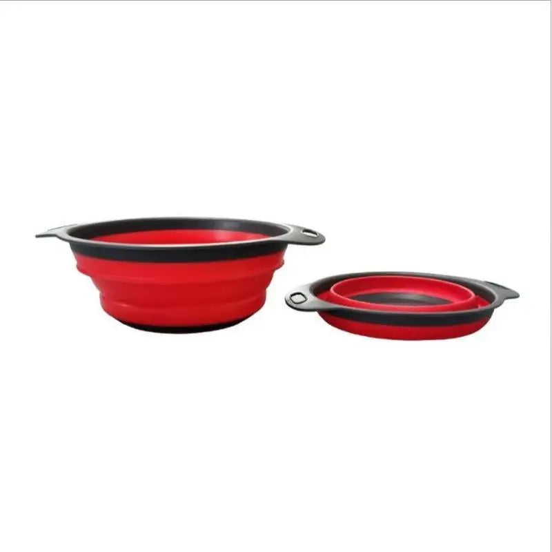 Silicone Folding Drainer Basket Fruit Vegetable Foldable Colander Qme