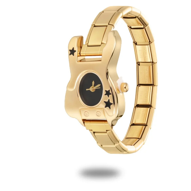 Wholesale Guitar Shape Stainless Steel Men's Women Watch Bracelet Fit 9MM DIY Italian Charm Watch Head Jewelry Gift Dropshipping Qme Style 6