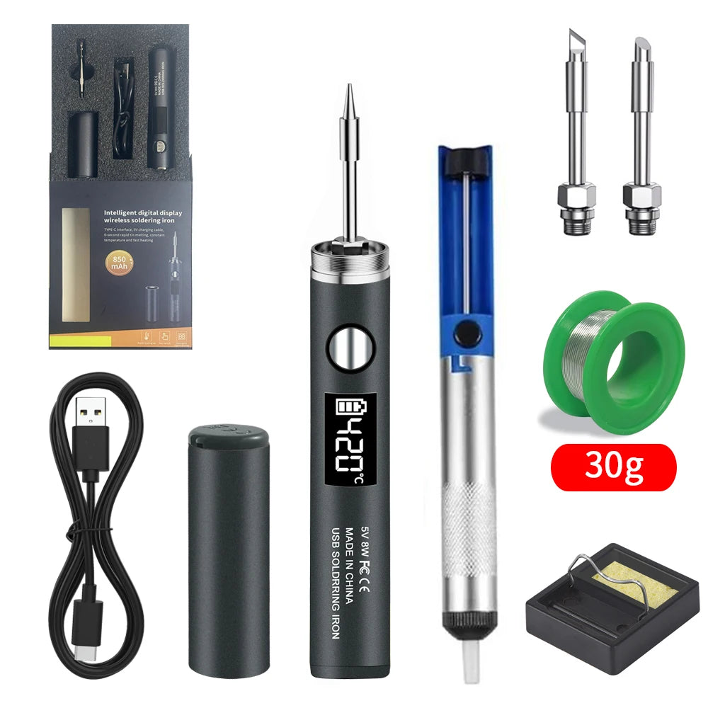 USB Soldering Iron 5V 8W Lithium Battery Portable Repair Welding Qme D510 SET2
