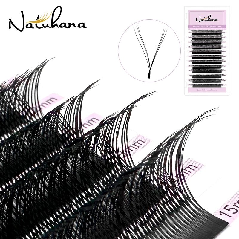 NATUHANA 3 Split Tips Y-shaped Eyelash Extensions Black Colourful Y Qme