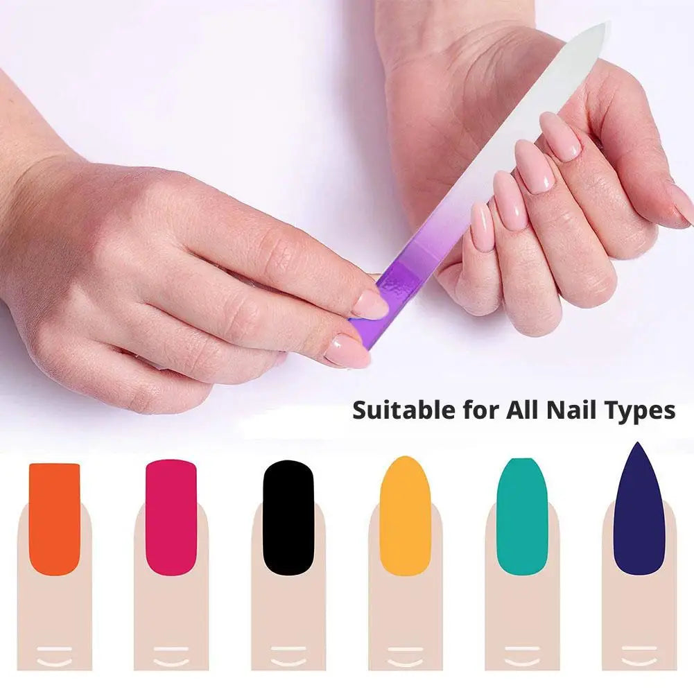 Glass Nail Files Natural Nails Double Side Polish Crystal Fingernail Qme