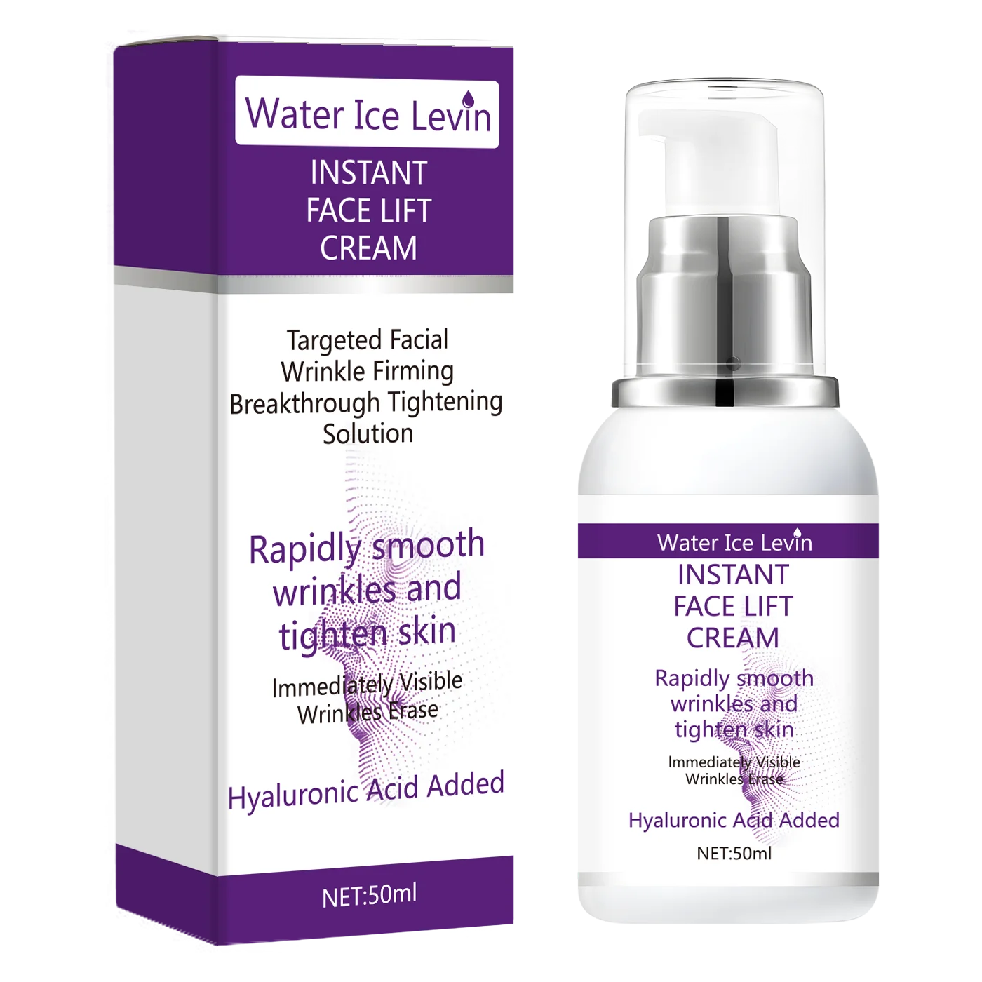 Instant face lift cream with hyaluronic acid for wrinkles. Firming solution. Qme 50ml