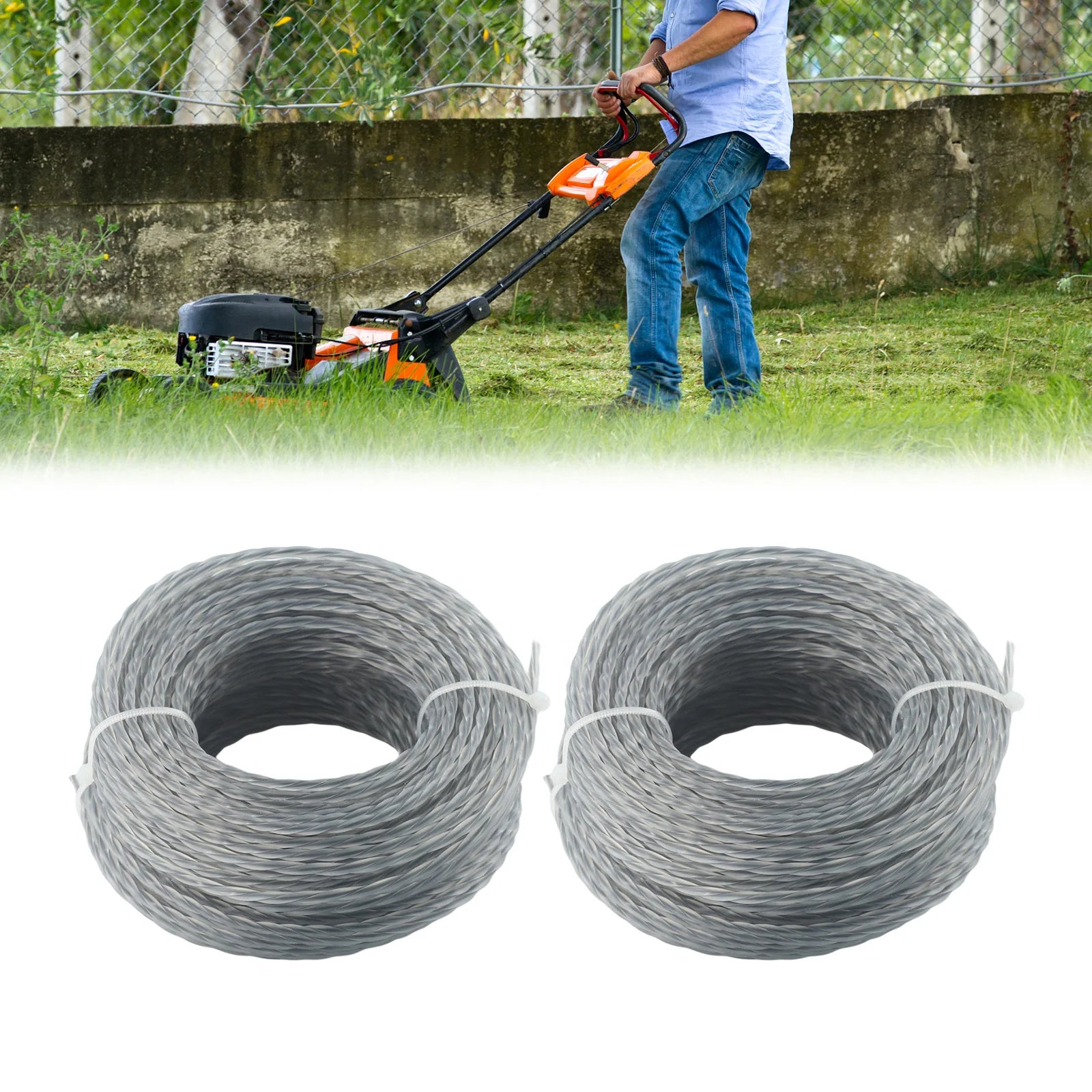 2 Rolls 15M 2.0/3.0mm Trimmer Nylon thread Rope Core-Reinforced Grass Trimmer Line 2.0- 3.0 Mm X 15m(30m) Line Spool Qme