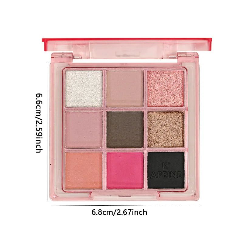 9-Color Eye Shadow Palette Vibrant Colors Shiny Waterproof Durable Qme