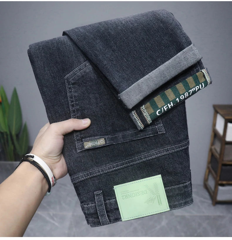 Hot Summer Jeans for Men, Trendy Korean Style, Slim Fit Qme Black-gay 30
