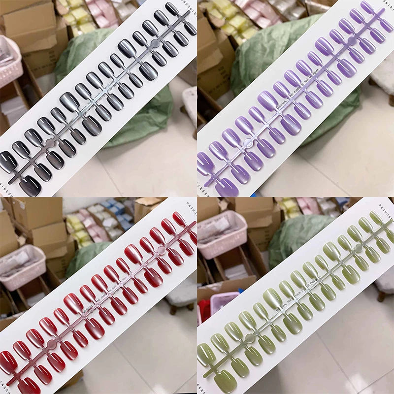 Different Short Press Nails Cat Eyes Decoration Wearable False Full Qme