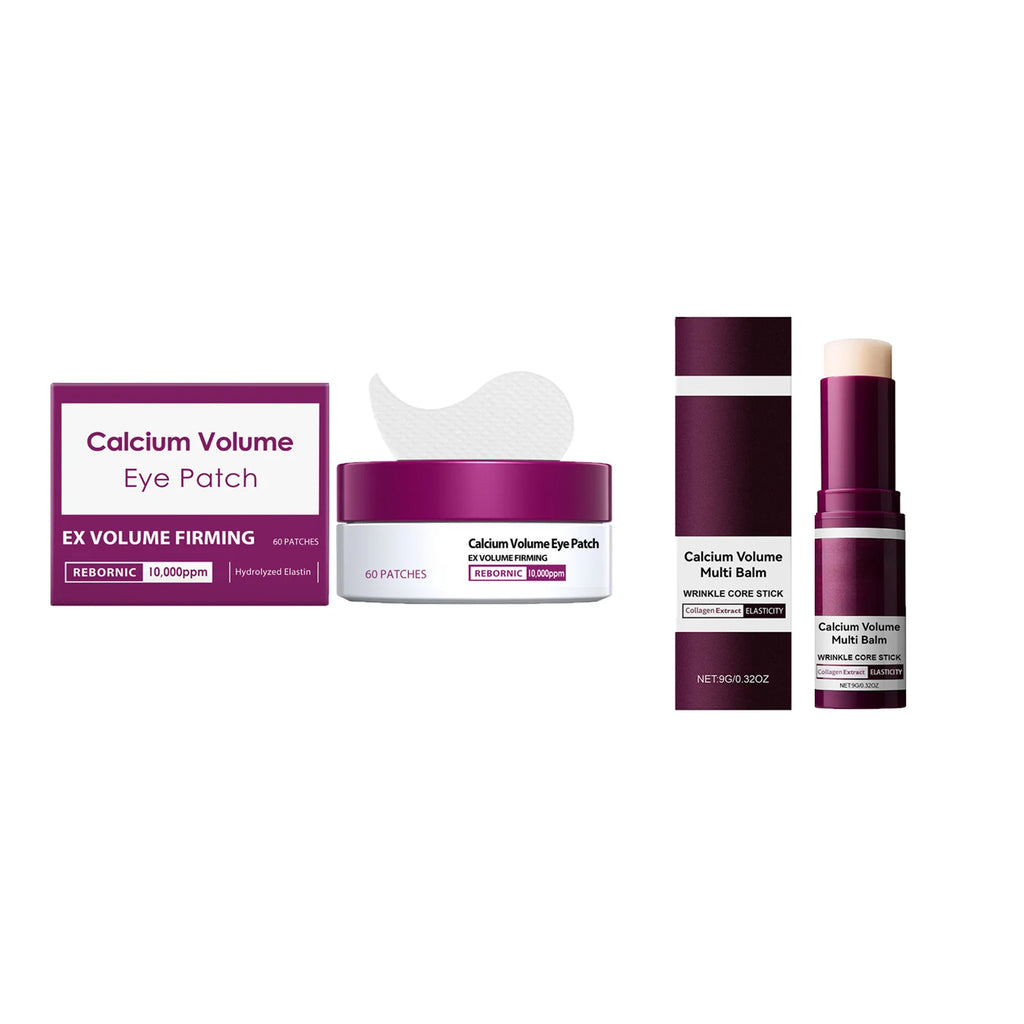 Calcium Skincare Set Anti-Aging Calcium Volume Facial Serum Eye Patches Multi Balm Fade Fine Lines Reduce Dark Circles Nourishes Qme 2 IN 1 A
