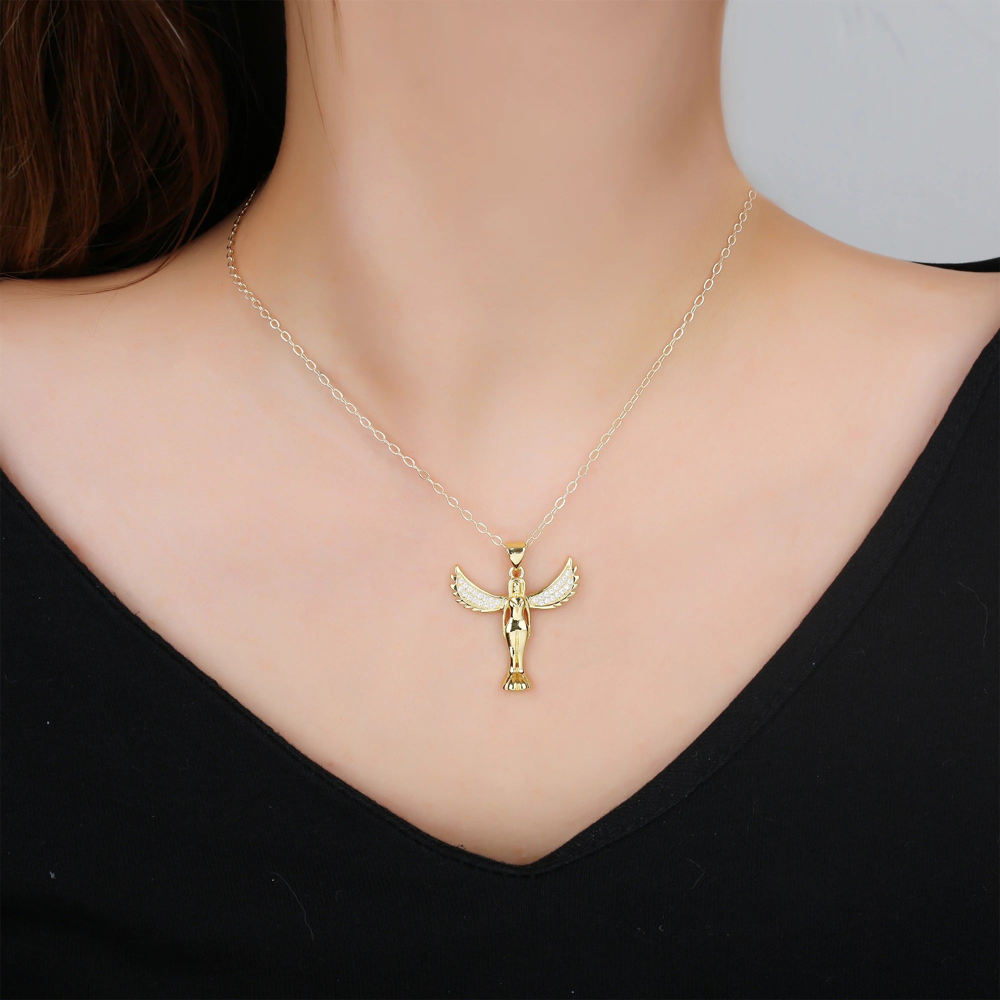 Classic New Creative Gold Plated Anchor Cross Religious Zircon Pendant Necklace Ins Popular Party Jesus Jewelry For Men Women Qme