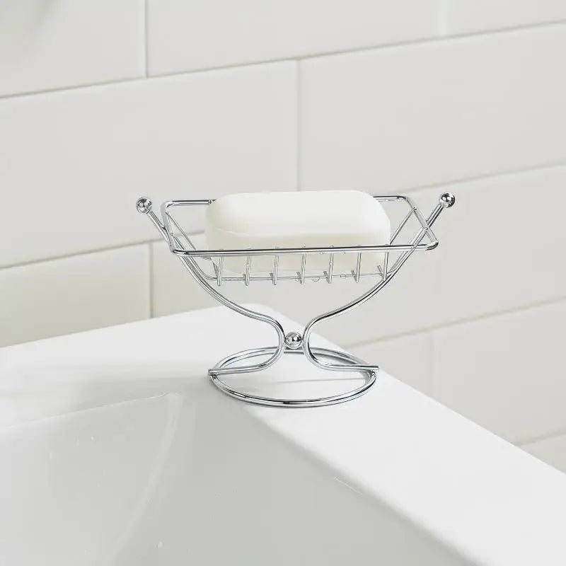 Square Metal Soap Dish Holder Rustproof Wire Rack Creative Draining Qme