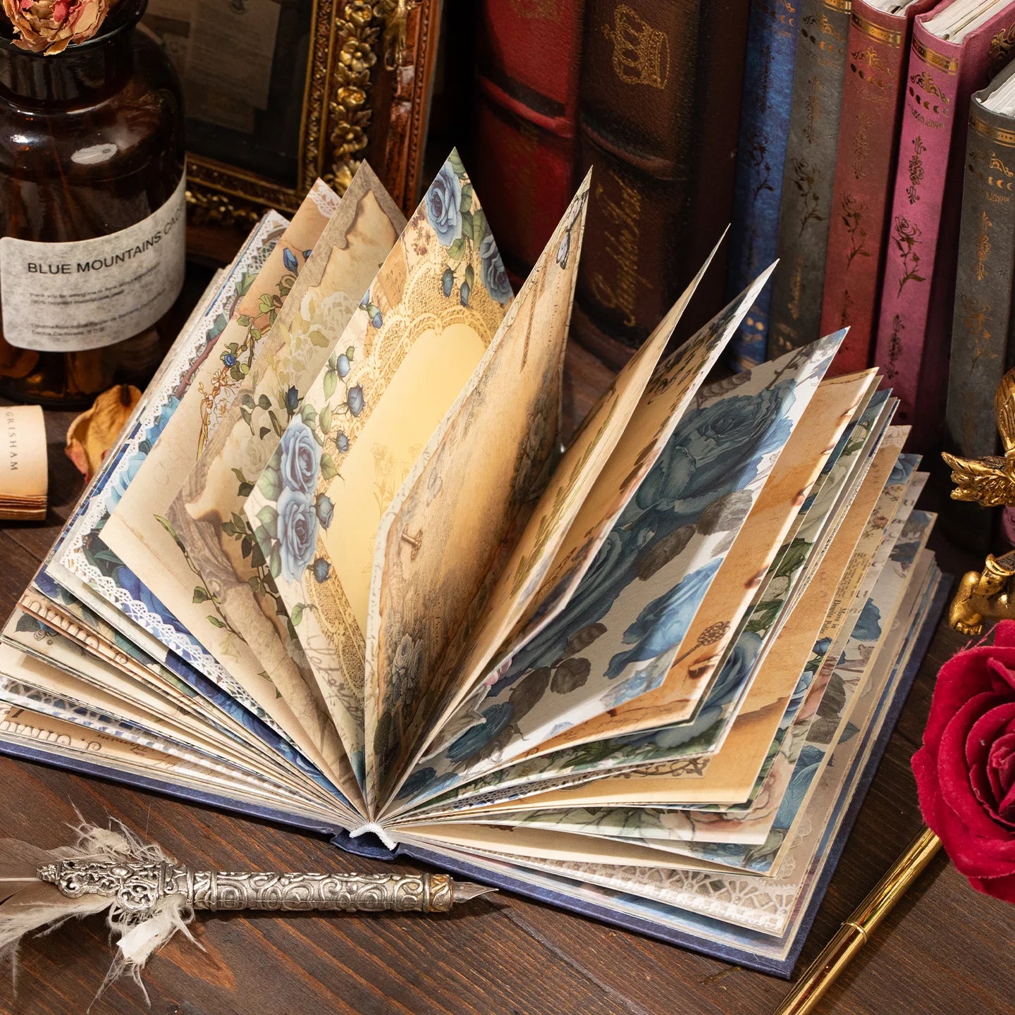 TIANZI 192Pcs Vintage Diary Album Background Paper DIY Scrapbooking Junk Journal Stationery Supplies Colored Decoration Material Qme