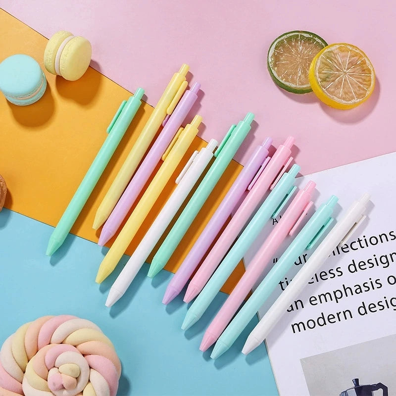 6/12 Pcs Cute Macaron Retractable Gel Pens, 0.5mm,Quick Dry Black Ink Gel Pens, Aesthetic Pens for Journaling Fine Tip Pens Qme