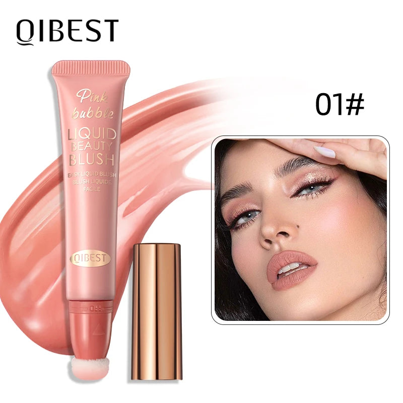 QIBEST Liquid Contour With Cushion Applicator Highlight Shimmer Natural Soft Moisturizing Cream Liquid Blush For Cheek Cosmetics Qme Liquid Blush 1 China Mainland