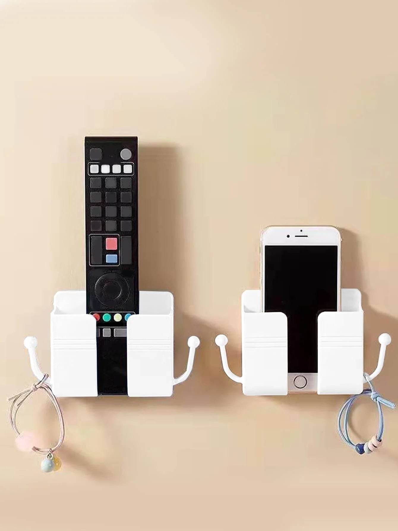 Wall-mounted Remote Control Storage Box Hook Rack Bedside Mobile Qme