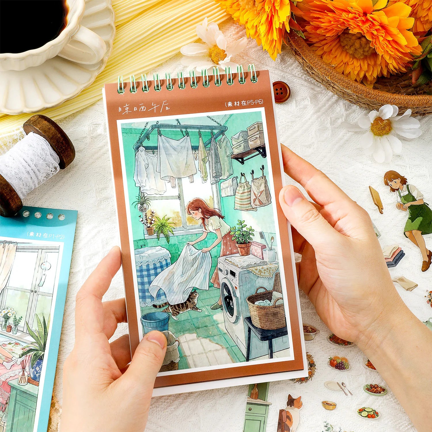 TIANZI 20+11 Pcs PET Die Cut Stickers Book Retro Cartoon Decorative Scrapbooking Materials Handmade Japanese Stationery Supplies Qme