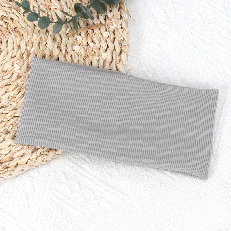 Women Elastic Solid Sports Headbands Running Fitness Yoga Hairbands Qme GRAY