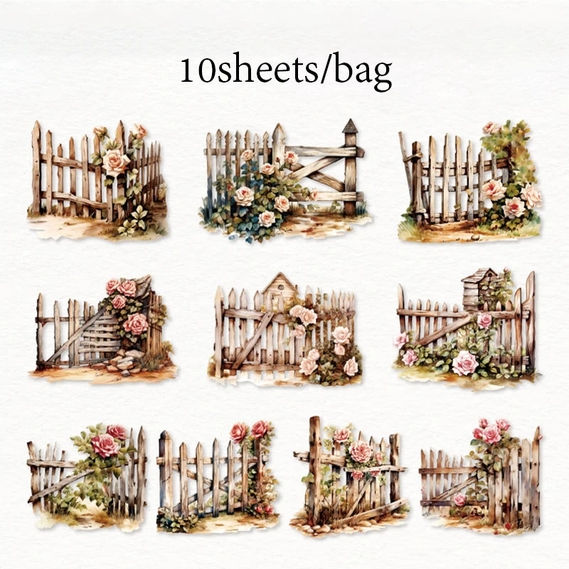 Sticker Pack 10sheets/bag Manor Hedge Flower Landscaping Stickers Scrapbooking DIY & Handbook Phone Case Notebook Decoration Qme 3