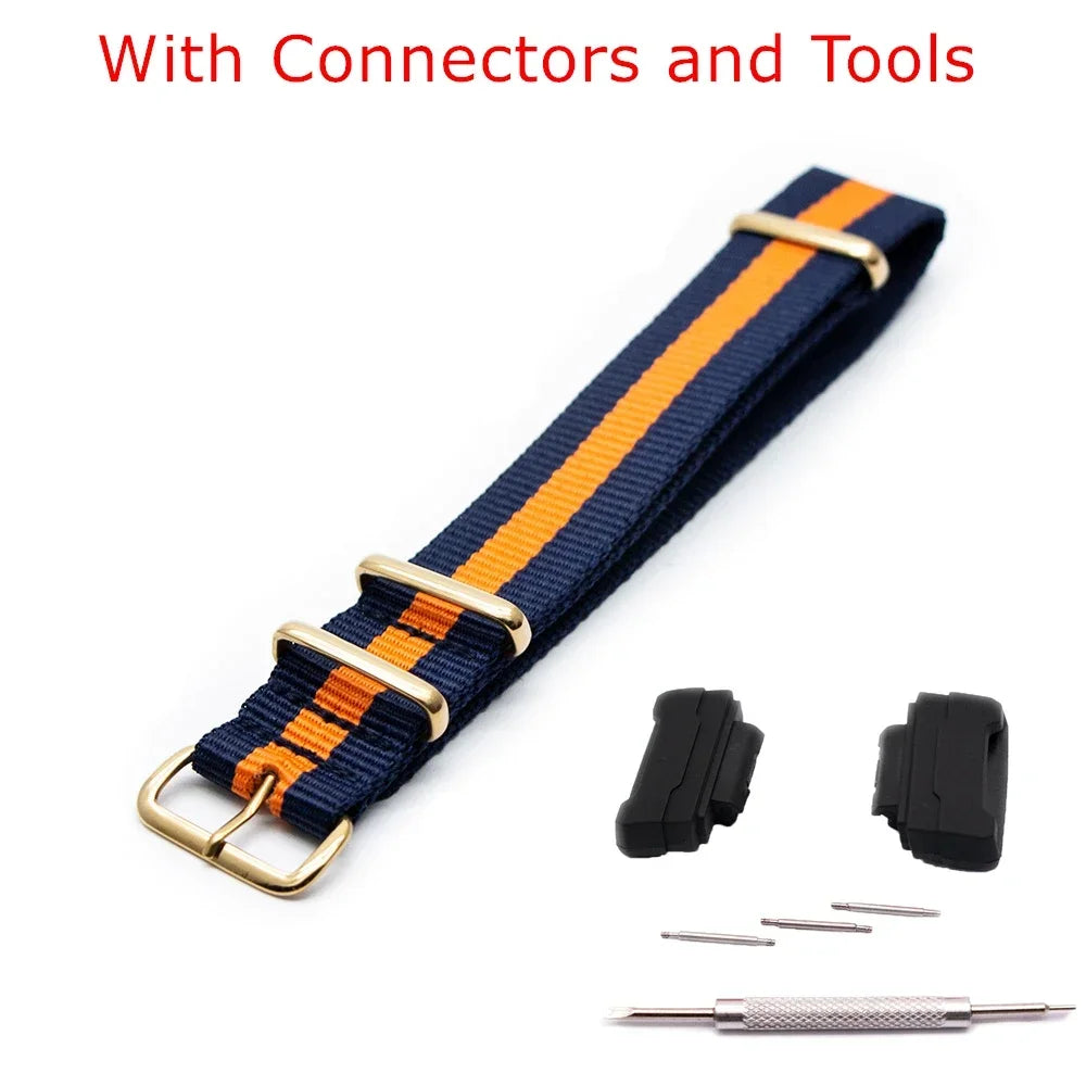Nylon Watch Strap for Casio G-Shock GA100 GA120 GA110 GA400 Men Women Gold Buckle Replacement Watchband Bracelet Qme 2Blue 1Orange 22mm