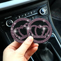 2 Diamond Inlaid Car Water Cup Pads Anti Slip Interior Decoration Qme Pink