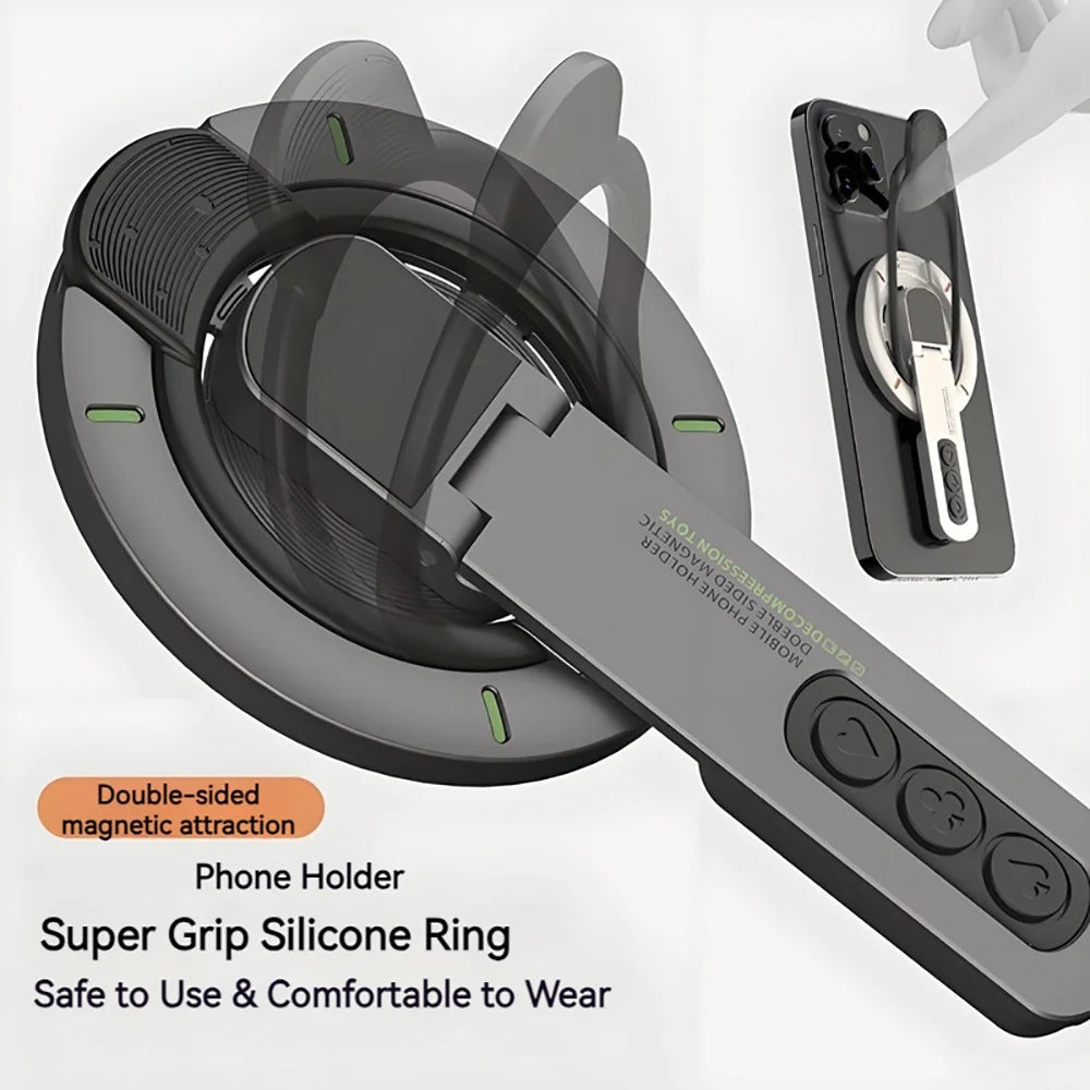 360° Rotating Desktop Stand Compatible with Multiple Phone Models Dual-Sided Magnetic Portable Multi-Function Phone Ring Holder Qme