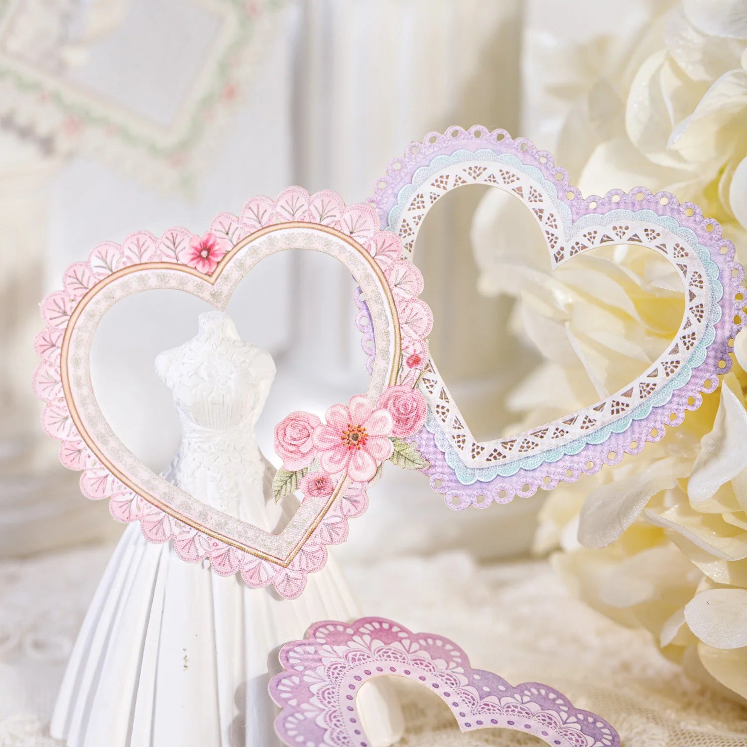 20 Sheets Lace Series Scrapbooking Decorative Stickers for DIY Photo Frame Collage Decoration Craft Supplies Qme