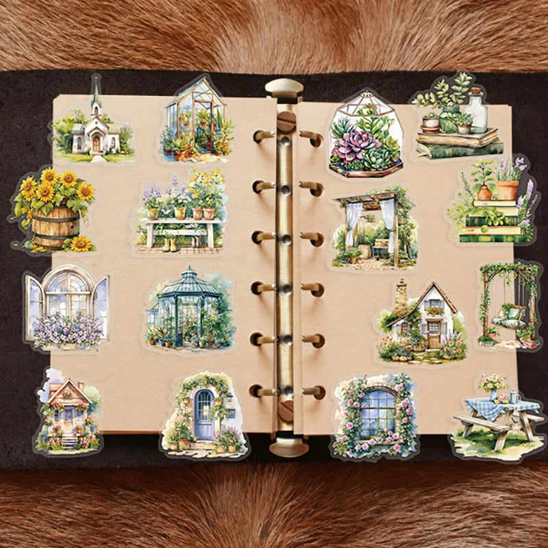Flower Field Cottage Cartoon Stickers DIY Scrapbooking Guitar Qme