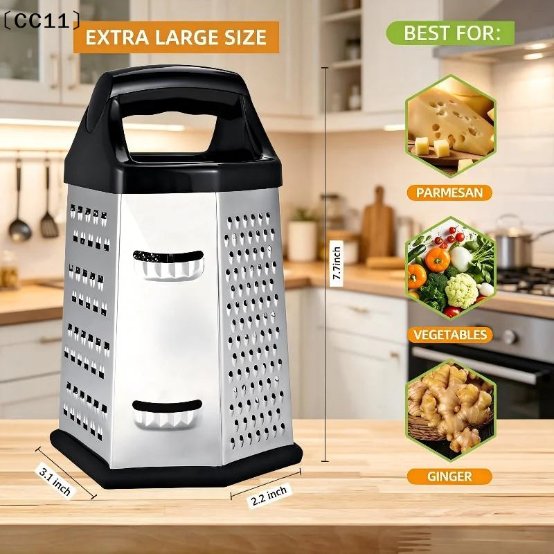 Multifunction Vegetables Box Grater Stainless Steel 6 Sides Slicer Qme