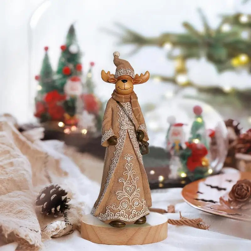 Snowman Resin Figurines Classic Imitation Linen Sculpture Handmade Qme