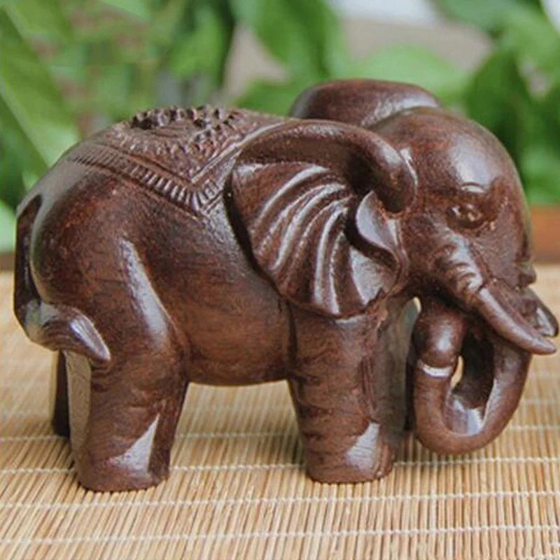 Luxury Elephant Figurine Wooden Ornaments Crafts Retro Home Feng Shui Qme