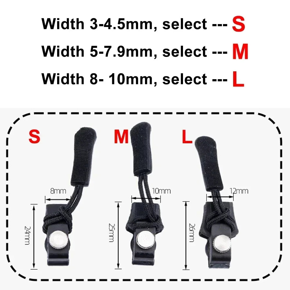 Universal Zipper Repair Kit Quick Instant Detachable Zipper Head Replacement Zipper Slider Pull for Jacket Bags Coat Free Sewing Qme black S 3pcs