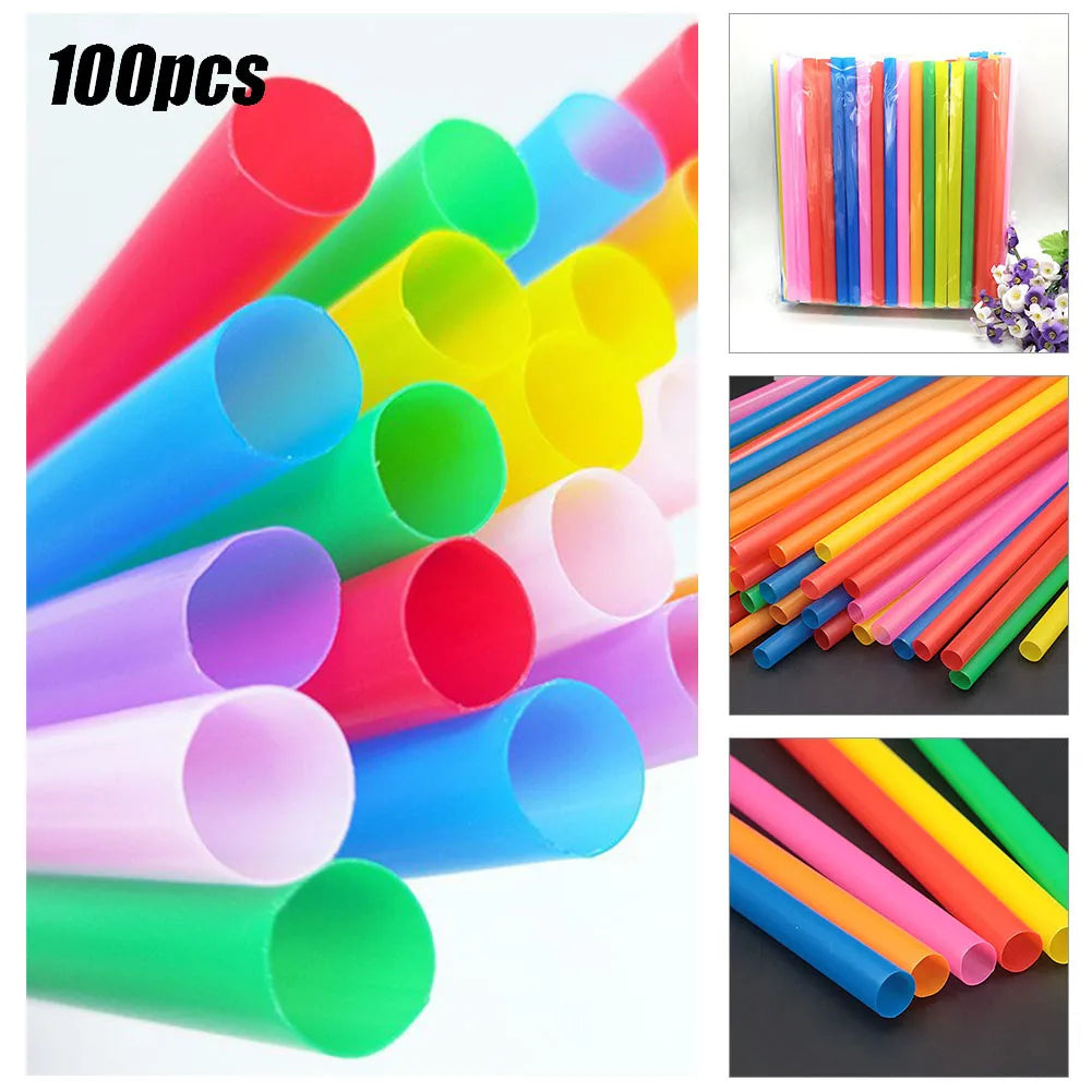 100pcs 210x11mm Straws Big Milkshake Straws Smoothie Straws Beverage Thick Straw For Boba Tea Milkshake Bar Accessories Qme
