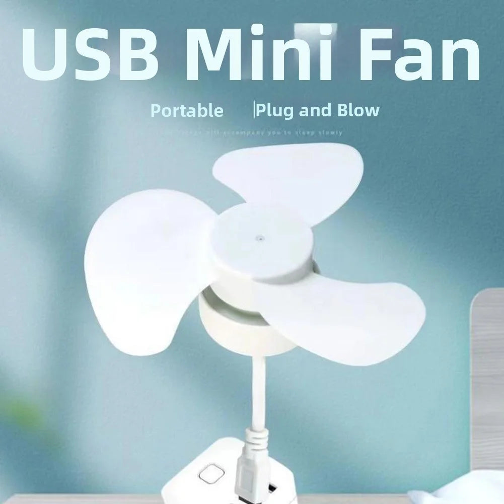 Portable USB Fan For Bedroom Fan Compact Desk White USB Portable Fan Powerful Motor Modern Design Lamp Function Qme