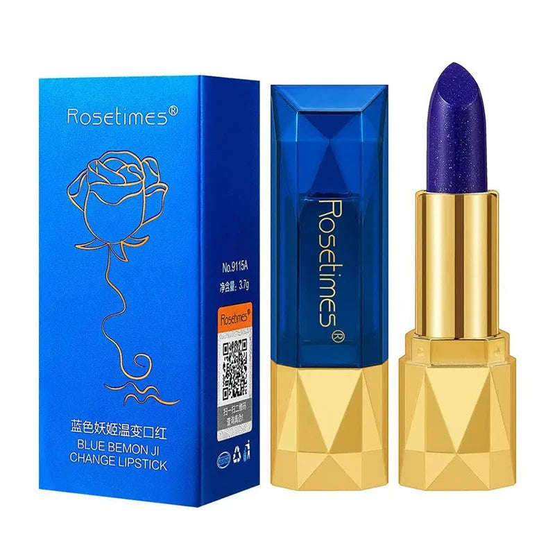 Blue Rose Lipstick Makeup Temperature Color Changing Lipstick Velvet Matte Moisturizing Waterproof Non-stick Cup Shiny Lipstick Qme 1 PC