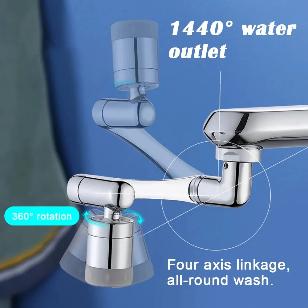 Metal Copper 1080° Rotation Faucet Aerator Extender Swivel Robotic Arm Faucets Sprayer Head Nozzle Kitchen Tap Saving Water Qme